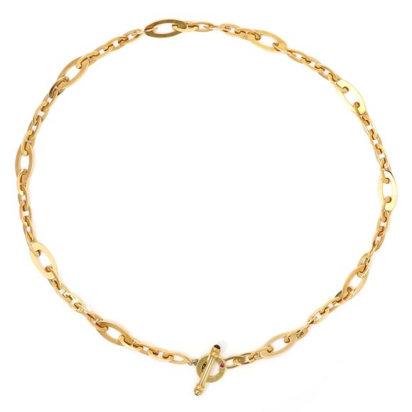 Roberto Coin 18K Yellow Gold Oval Toggle Link Necklace 750 Italy  18" - Picture 3 of 9